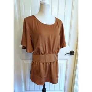 LANE BRYANT PEPLUM Top Boat Neck Flutter Sleeve Size 18 TUNIC SS WOMENS New